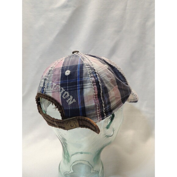 True Religion Pink Blue Madras Cotton Metal Accent Distressed Hat OSFA RARE NWOT - Picture 4 of 10